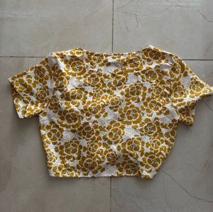 HWW Floral Tie-Front Crop Top, XS