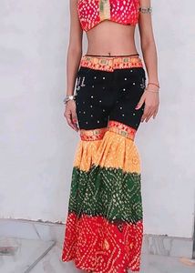 Vibrant Bandhani Print Lehenga Choli Set full hand
