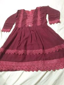 Charming Girls' Maroon Kurta with Pants