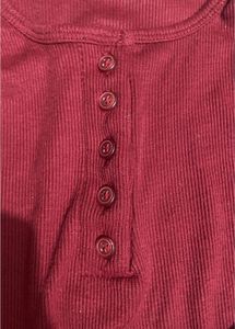 Red Long Sleeve Henley Top