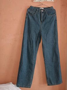 Wide Leg Blue Denim Jeans