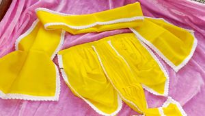 Bright Yellow dhoti uttorio set(11inch)