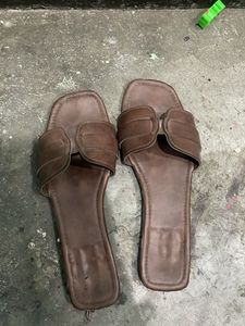 Brown Leather Slides
