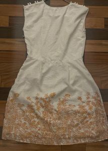 Beige Floral Print Dress