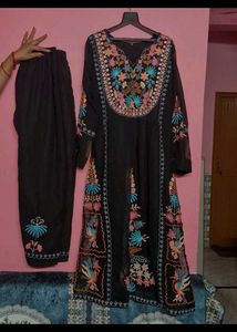 Black Embroidered Kurta Set