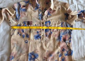 Sheer Floral Print Button-Up Shirt