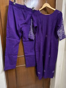 Royal Purple Embroidered 3Pc Suit Set