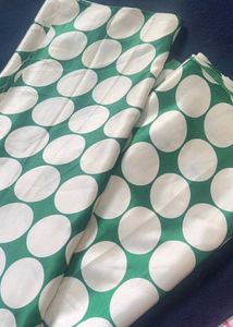 Green &amp; White Polka Dot Dress Material