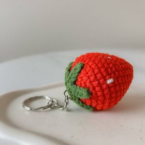 Crocheted Strawberry Keychain