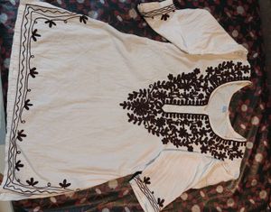 Embroidered White Kurta