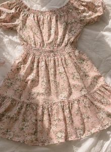 Pink Floral Off-Shoulder Smocked Dress