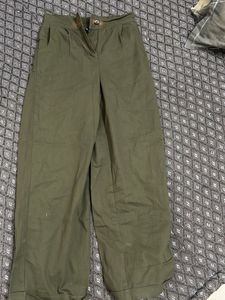 Stylish Olive Green Wide-Leg Trousers