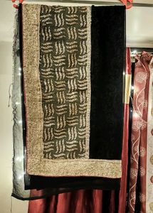 Georgette Black Saree with Gold Details &amp; blous
