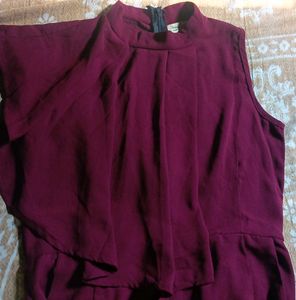 Burgundy Sleeveless Jumpsuit