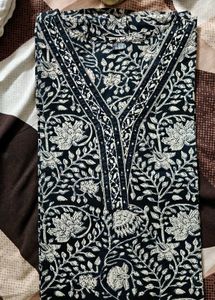 Elegant Black Floral Print Kurta