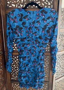 Zara Brand New Floral Mini Dress With Shoulder Pad