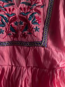 Pink Embroidered Frock for Girls