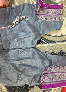 Designer saree in grey and magenta