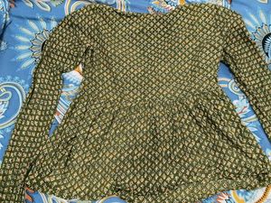 Green Printed Wrap Style Kurta