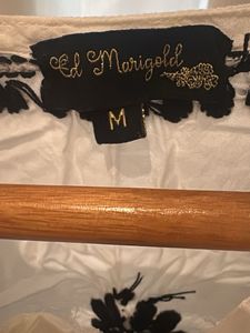 Old Marigold Black &amp; White Embroidered Cotton Kurt