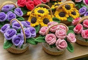 Crocheted Flower Baskets