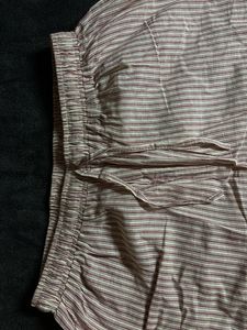 Striped Pajama Shorts with Lace Trim