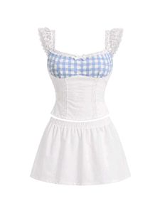 ⁠♡Coquette Y2K Gignam corset Co-ord set