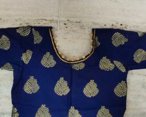 Elegant Blue &amp; Gold Print Kurta