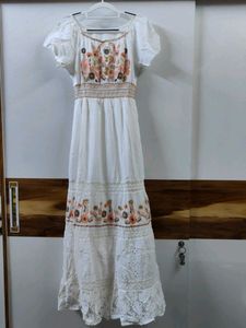 Boho White Embroidered Maxi Dress