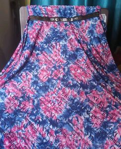 V-Neck Floral Print Dress with Belt