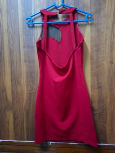 Chic Red Sheer Panel Mini Dress