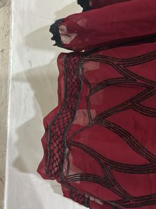 Maroon Kurta Set with Black Embellishments