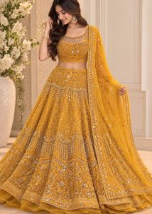 Embroidered Yellow Lehenga Skirt