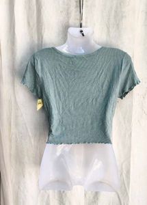 Cute Pastel Green Cropped Ribbed Top