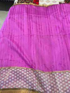 Elegant Pink Saree with Golden Border