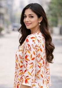 Chic Leaf Print Kurta