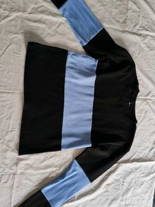 Black and Blue Striped Long Sleeve Top