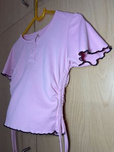 Pink adjustable crop Top