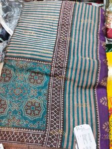Elegant Striped & Floral Saree