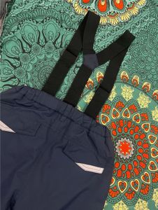 Unisex Navy Blue Pants with Suspenders