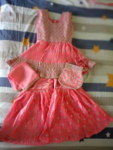 Stunning Coral Lehenga Choli Set