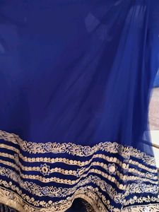 Elegant Royal Blue Embroidered Saree