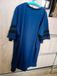 New Round Neck Cotton Blue T Shirt