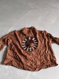 Brown Long Sleeve Button-Up Shirt