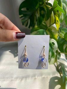 Blue Beaded Dangle Earrings