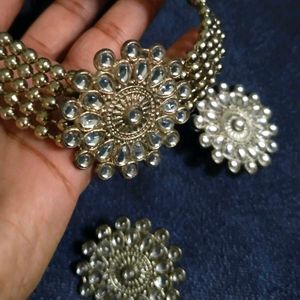 Silver oxidised Necklace Set with earrings