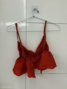 Chic Red Satin Cami Top