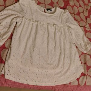 White Eyelet Puff Sleeve Top