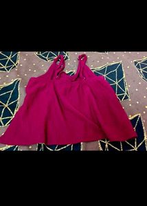 Maroon Ribbed Tie-Front Cami Top