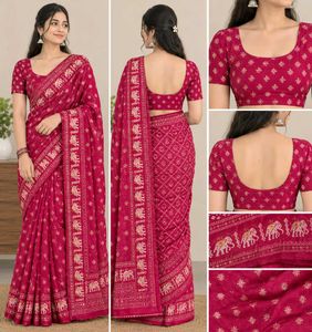 Elegant Pink Ethnic Saree with Blouse